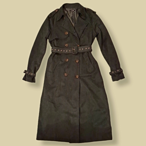 FASHION NOVA Trench Coat Women's Size: Large Green Faux Suede Double Breasted - Picture 4 of 13
